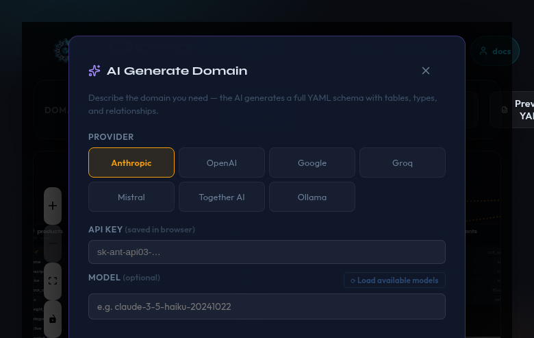 Modal de geração com IA